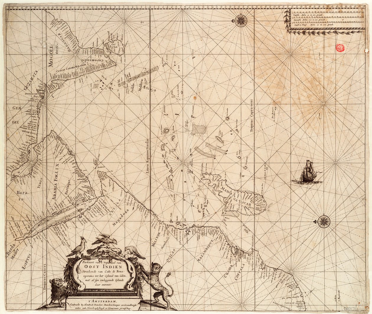 Karte von Afrika, Indien und Sri Lanka, ca. 1680 von Hendrick Doncker