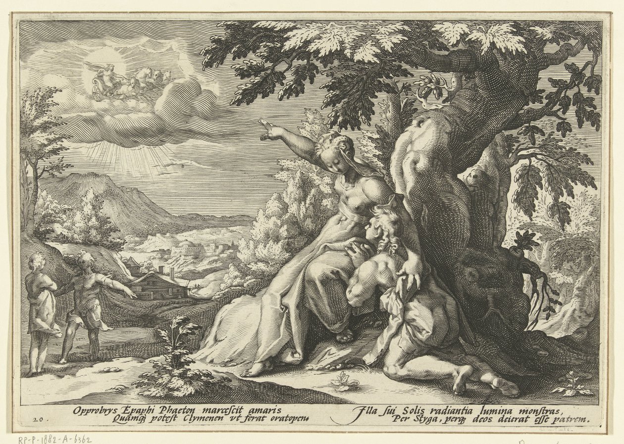 Clymene zeigt Phaëthon seinen Vater, den Sonnengott von Hendrick Goltzius (workshop of)