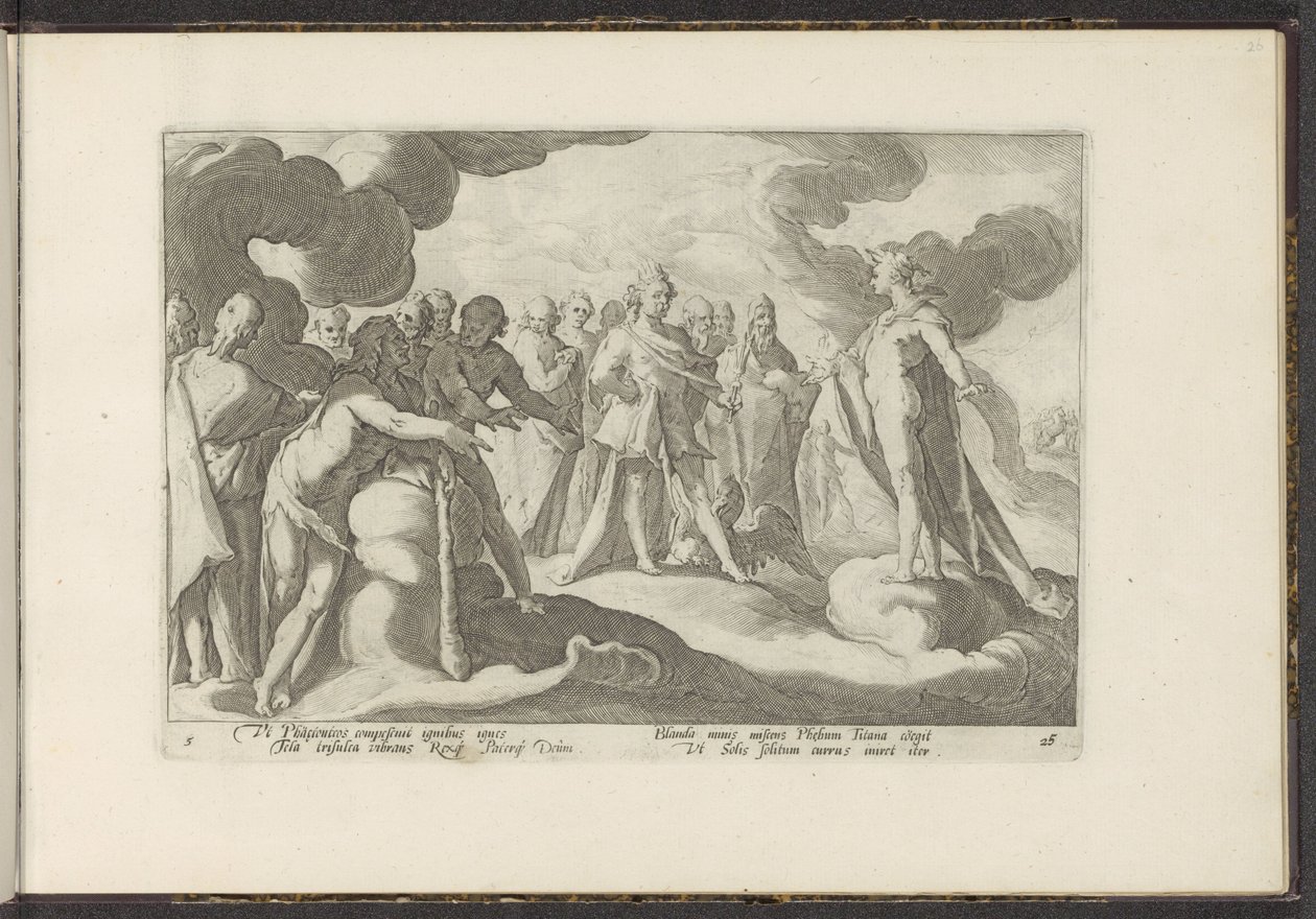Götter bitten den Sonnengott, wieder in seinen Wagen zu steigen von Hendrick Goltzius (workshop of)