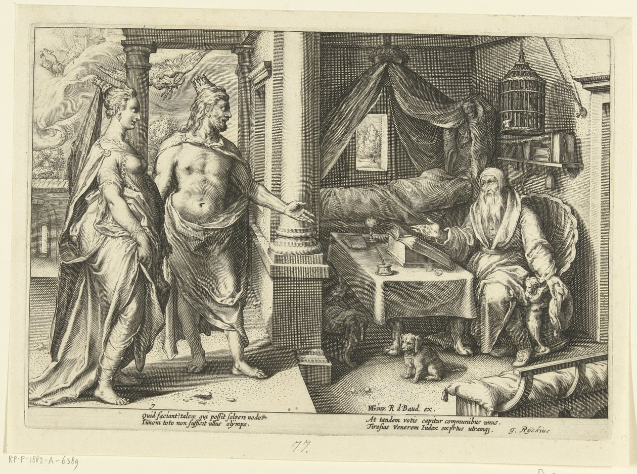 Juno und Jupiter beraten sich mit Tiresias von Hendrick Goltzius (workshop of)