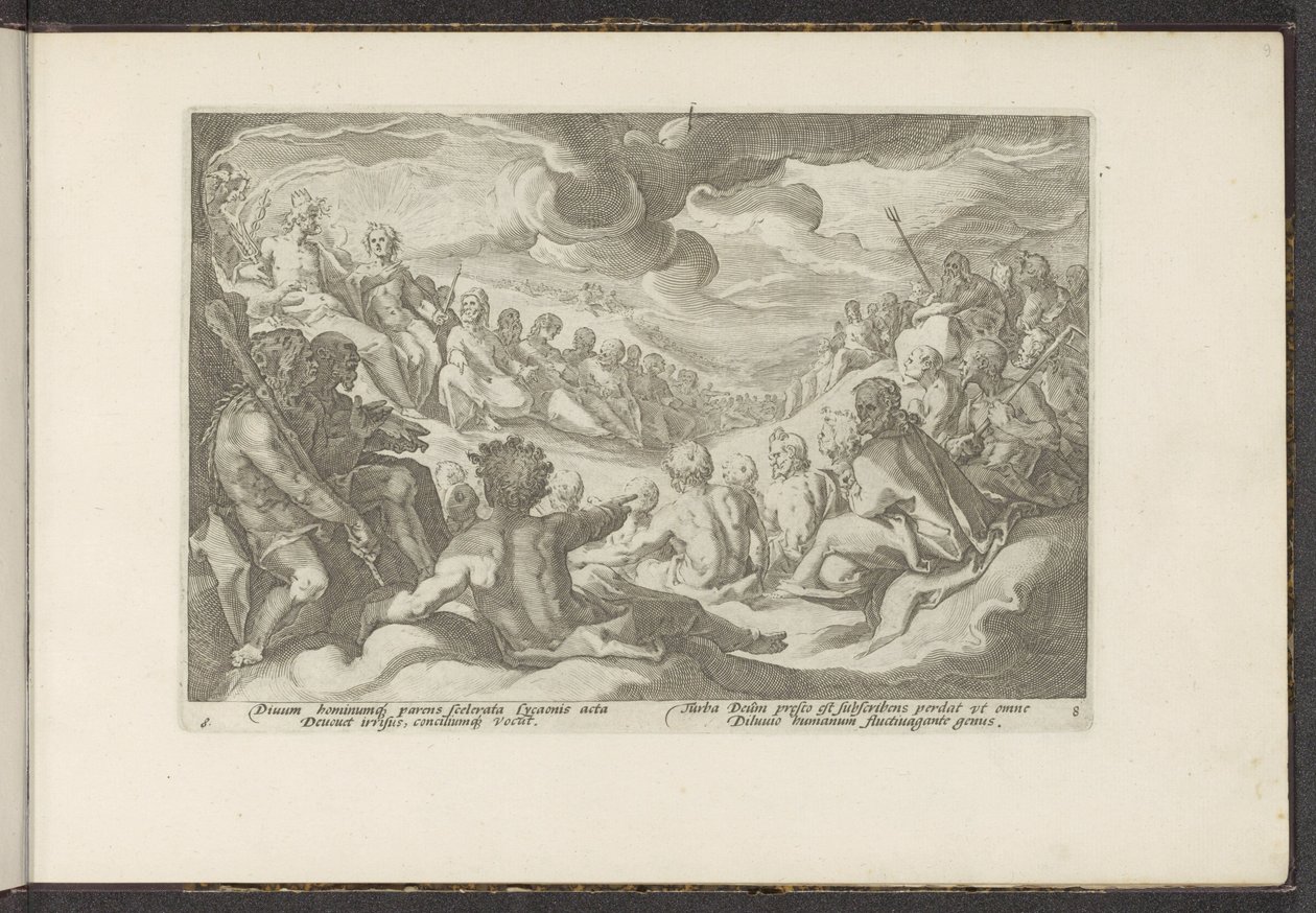 Jupiter ruft die olympischen Götter zusammen von Hendrick Goltzius (workshop of)