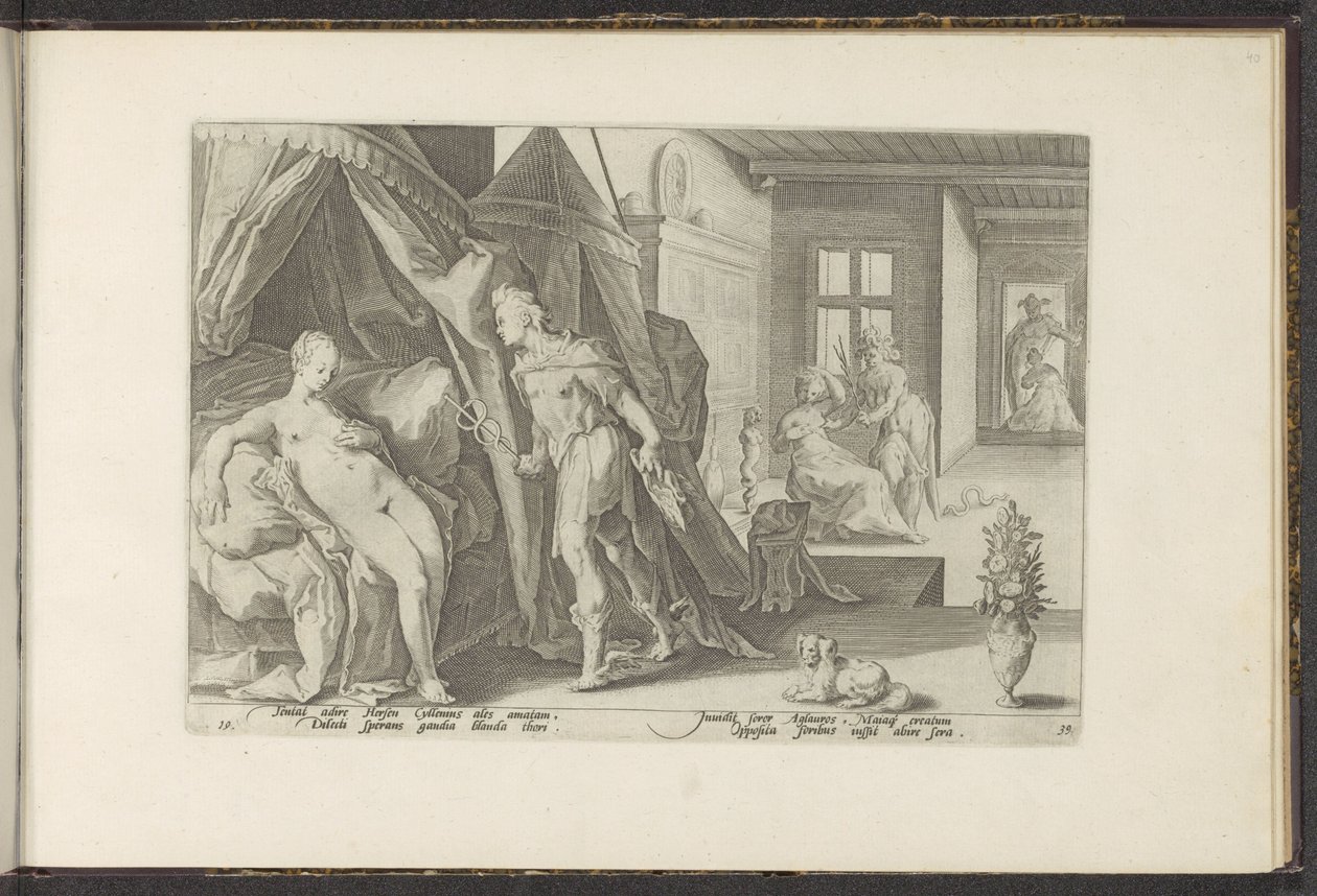 Merkur im Zimmer von Herse von Hendrick Goltzius (workshop of)