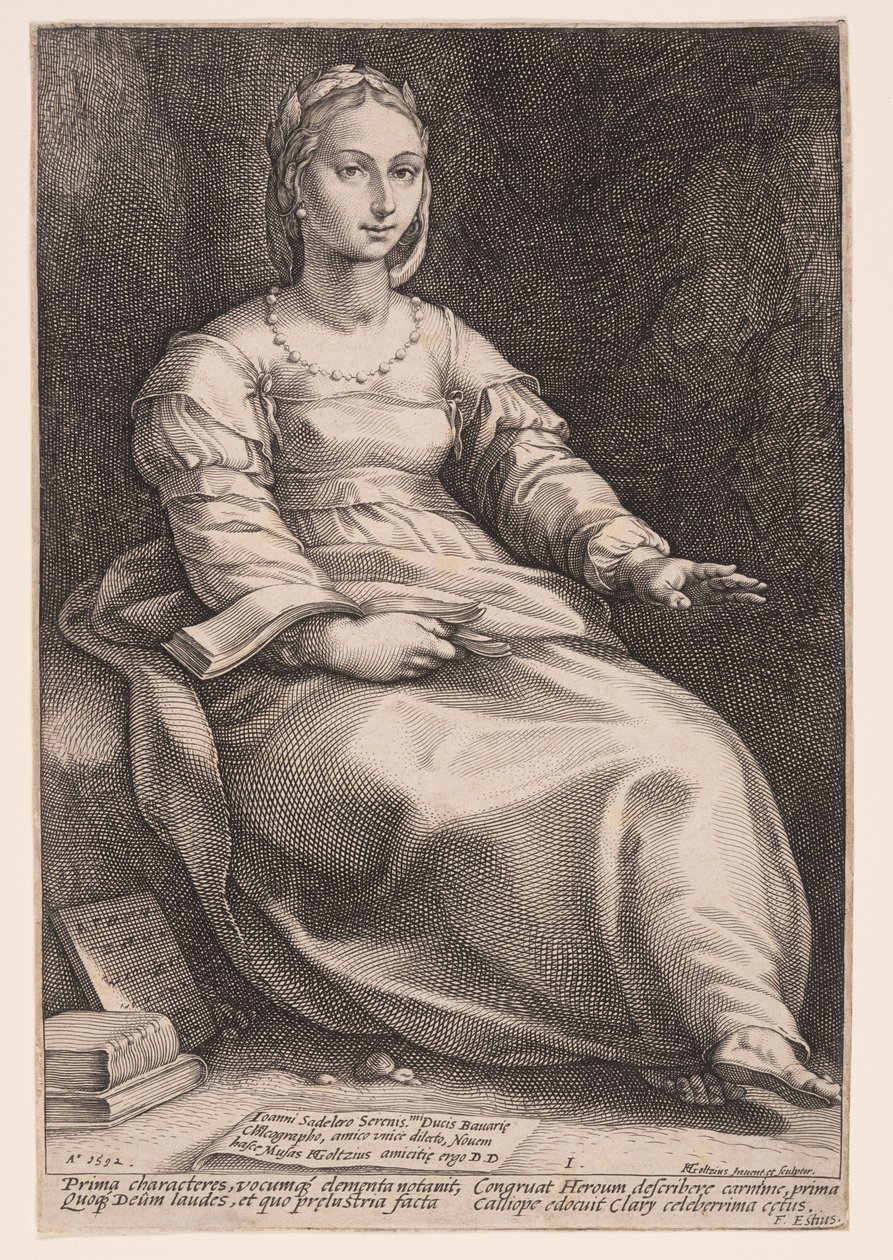 Kalliope, die Muse der epischen Dichtung und Beredsamkeit, aus Die neun Musen von Hendrick Goltzius