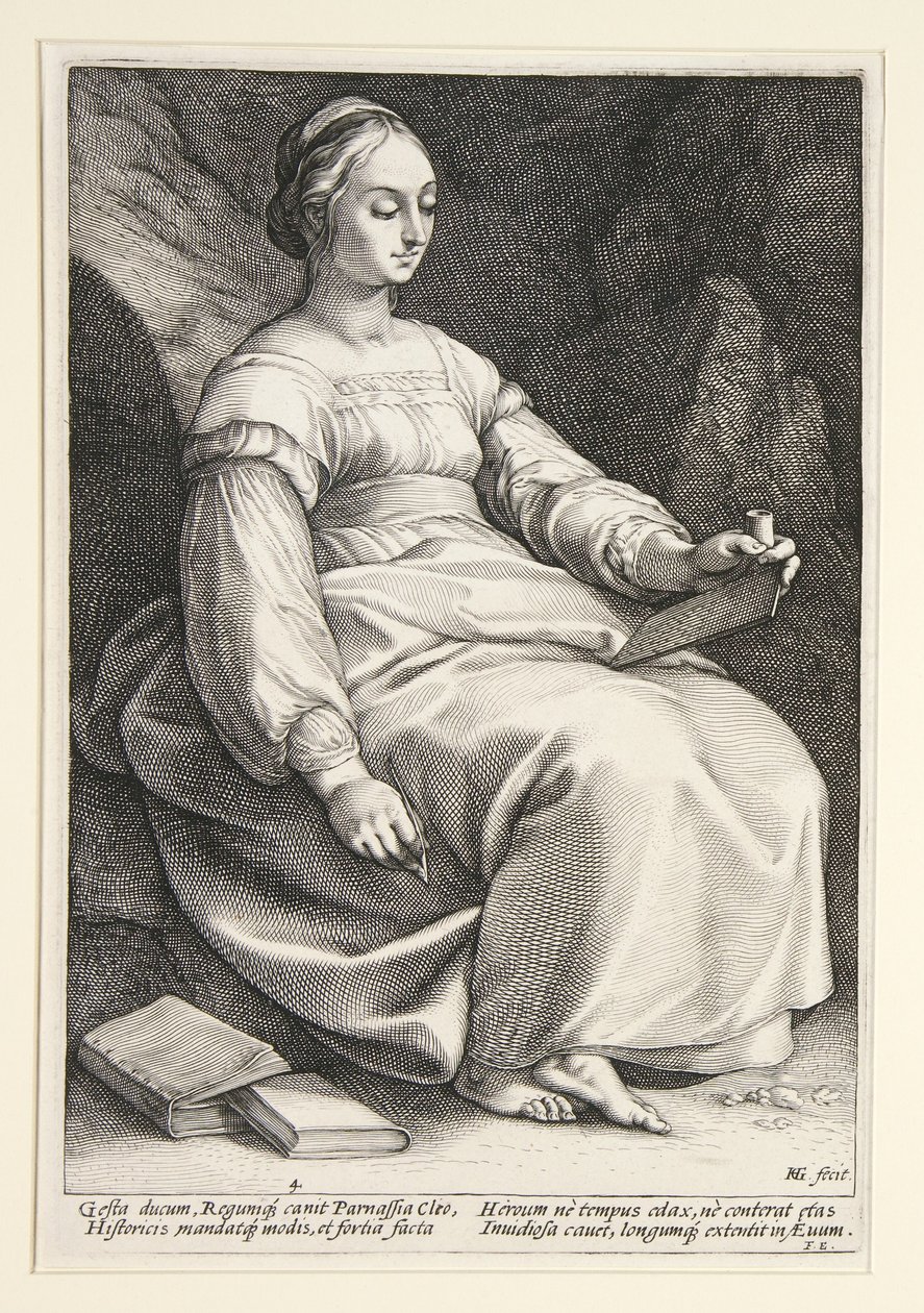 Clio, Platte 4 aus der Serie Die neun Musen von Hendrick Goltzius