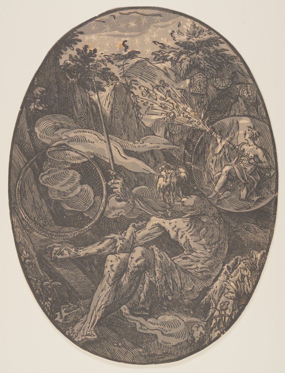 Demogorgon in der Höhle der Ewigkeit, aus Die Gottheiten von Hendrick Goltzius