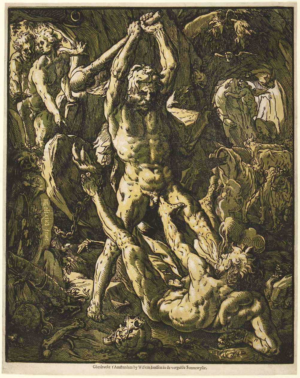 Herkules tötet Cacus von Hendrick Goltzius
