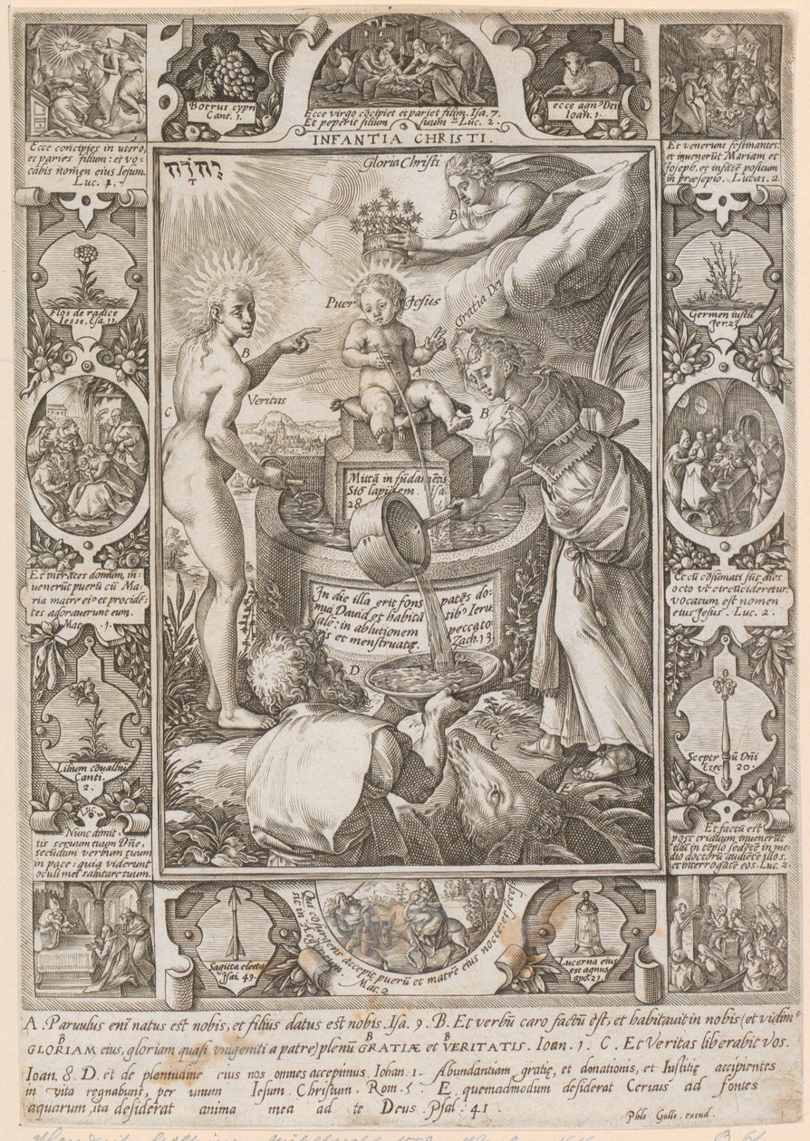 Kindheit Christi, Blatt 3 der Folge "Das Leben Christi" von Hendrick Goltzius