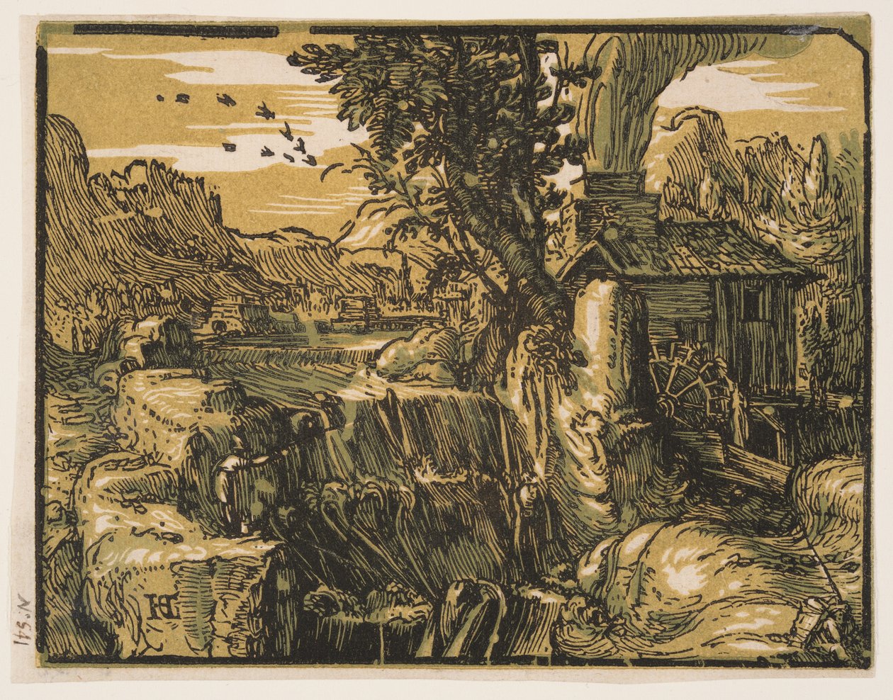 Landschaft mit Wasserfall von Hendrick Goltzius