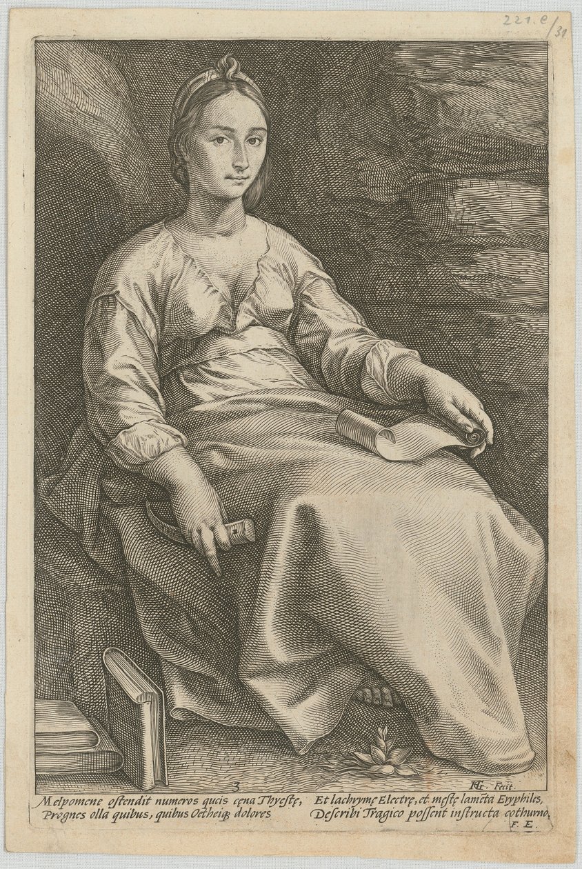 Melpomene, Blatt 3 der Folge "Neun Musen" von Hendrick Goltzius
