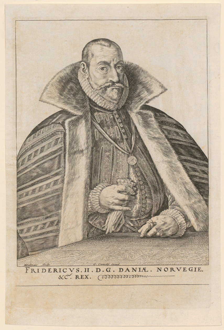 Porträt von Friedrich II., König von Dänemark und Norwegen von Hendrick Goltzius