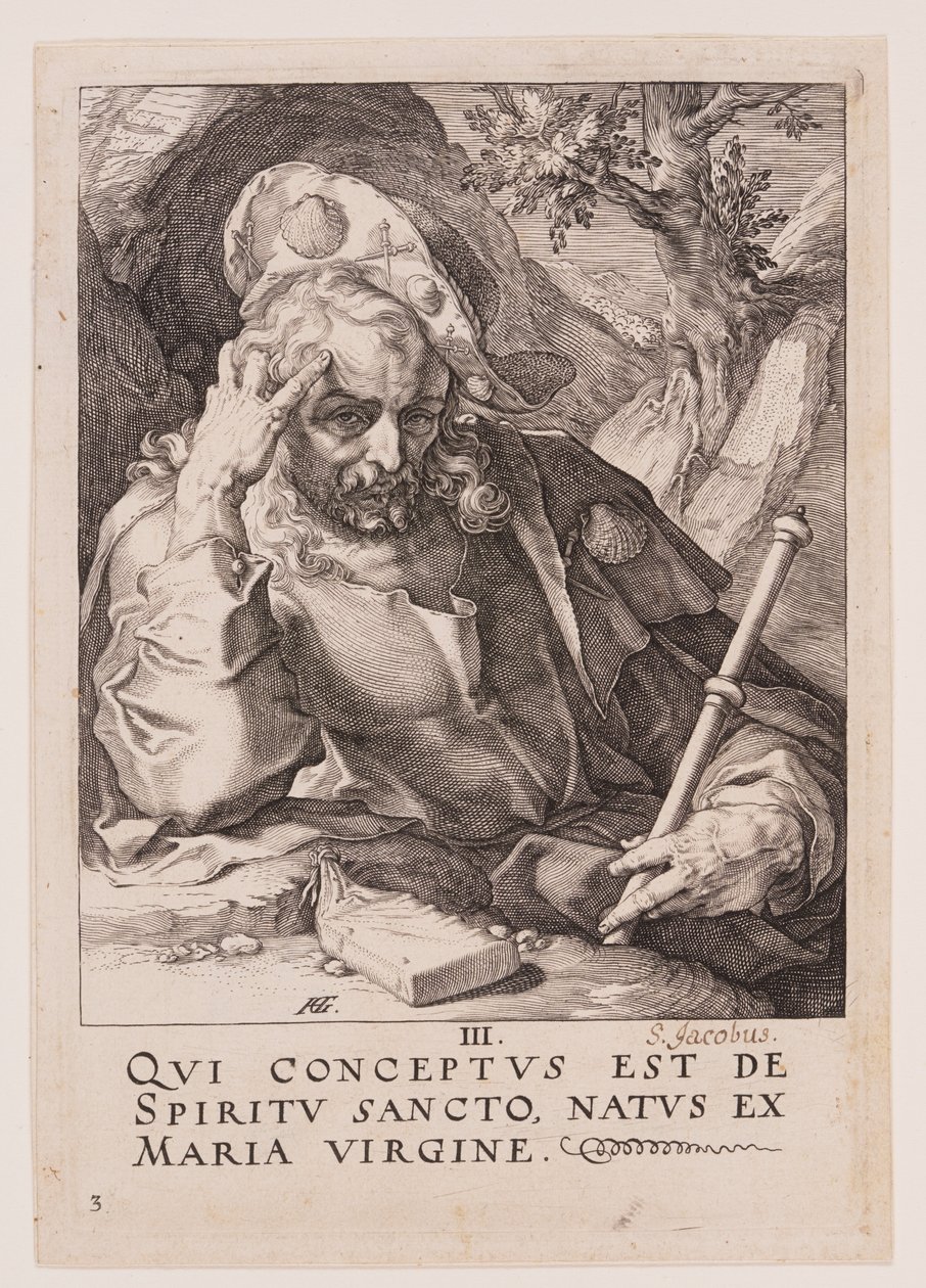 St. Jakobus der Große, aus Christus, die Apostel und St. Paulus mit dem Glaubensbekenntnis von Hendrick Goltzius