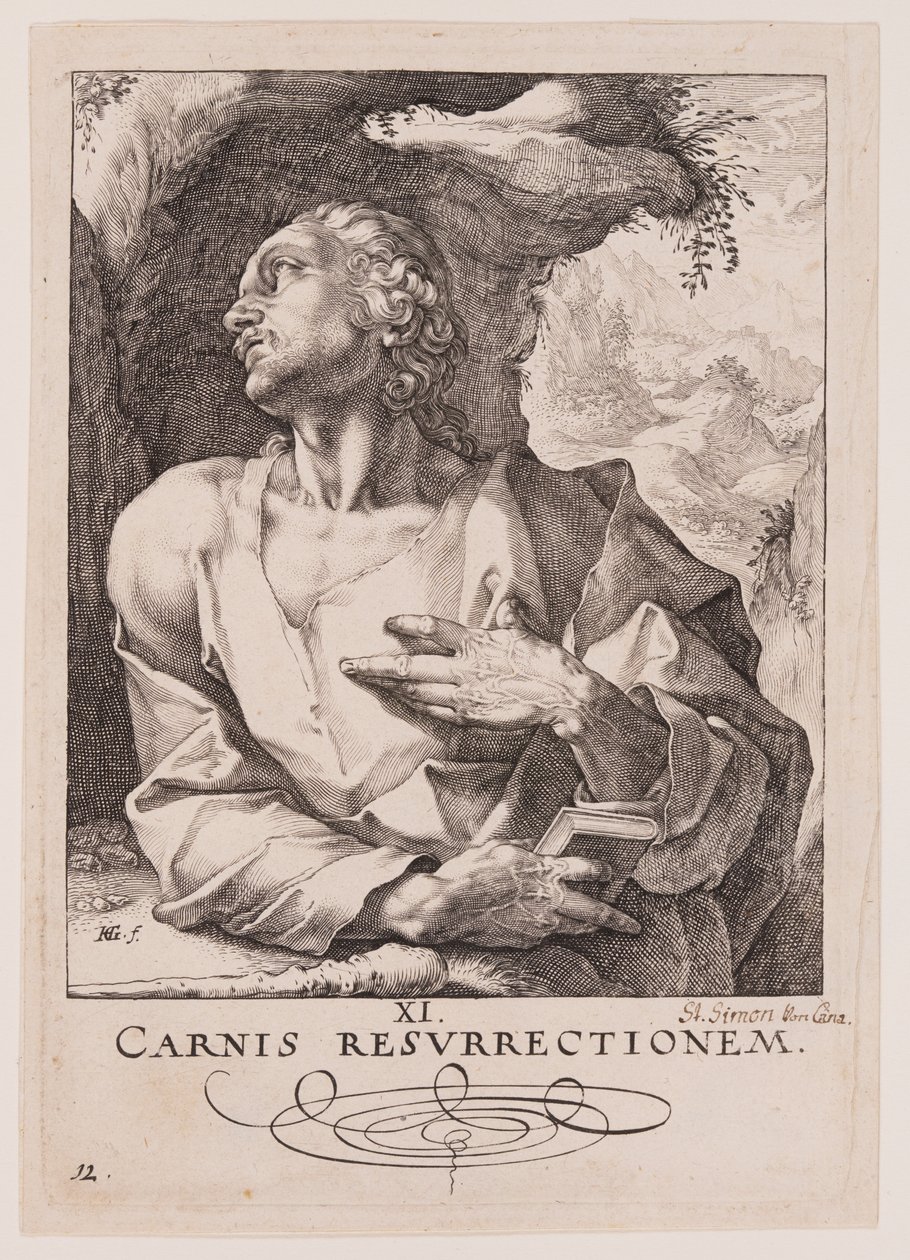 Der heilige Judas Thaddäus, aus Christus, die Apostel und St. Paulus mit dem Glaubensbekenntnis von Hendrick Goltzius