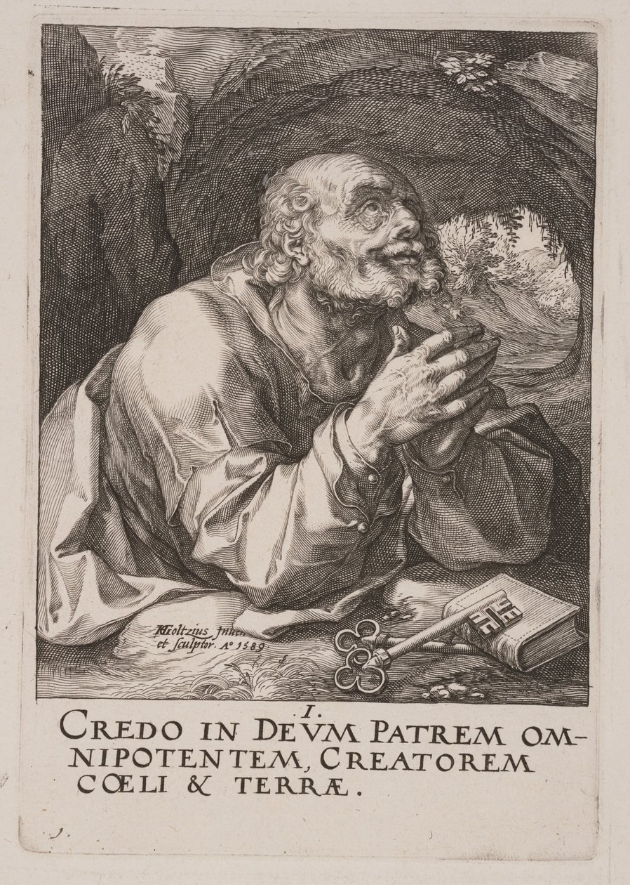 St. Peter, aus Christus, die Apostel und St. Paul mit dem Glaubensbekenntnis von Hendrick Goltzius