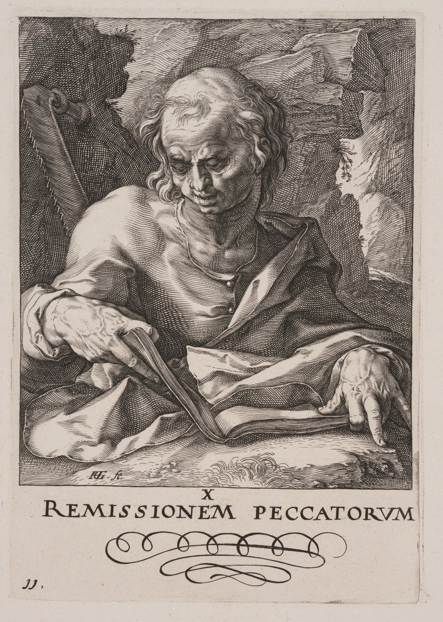 St. Simon, aus Christus, die Apostel und St. Paulus mit dem Glaubensbekenntnis von Hendrick Goltzius
