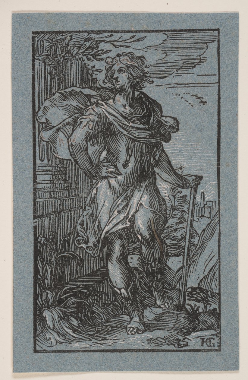 Stehender junger Mann mit einem Stock von Hendrick Goltzius