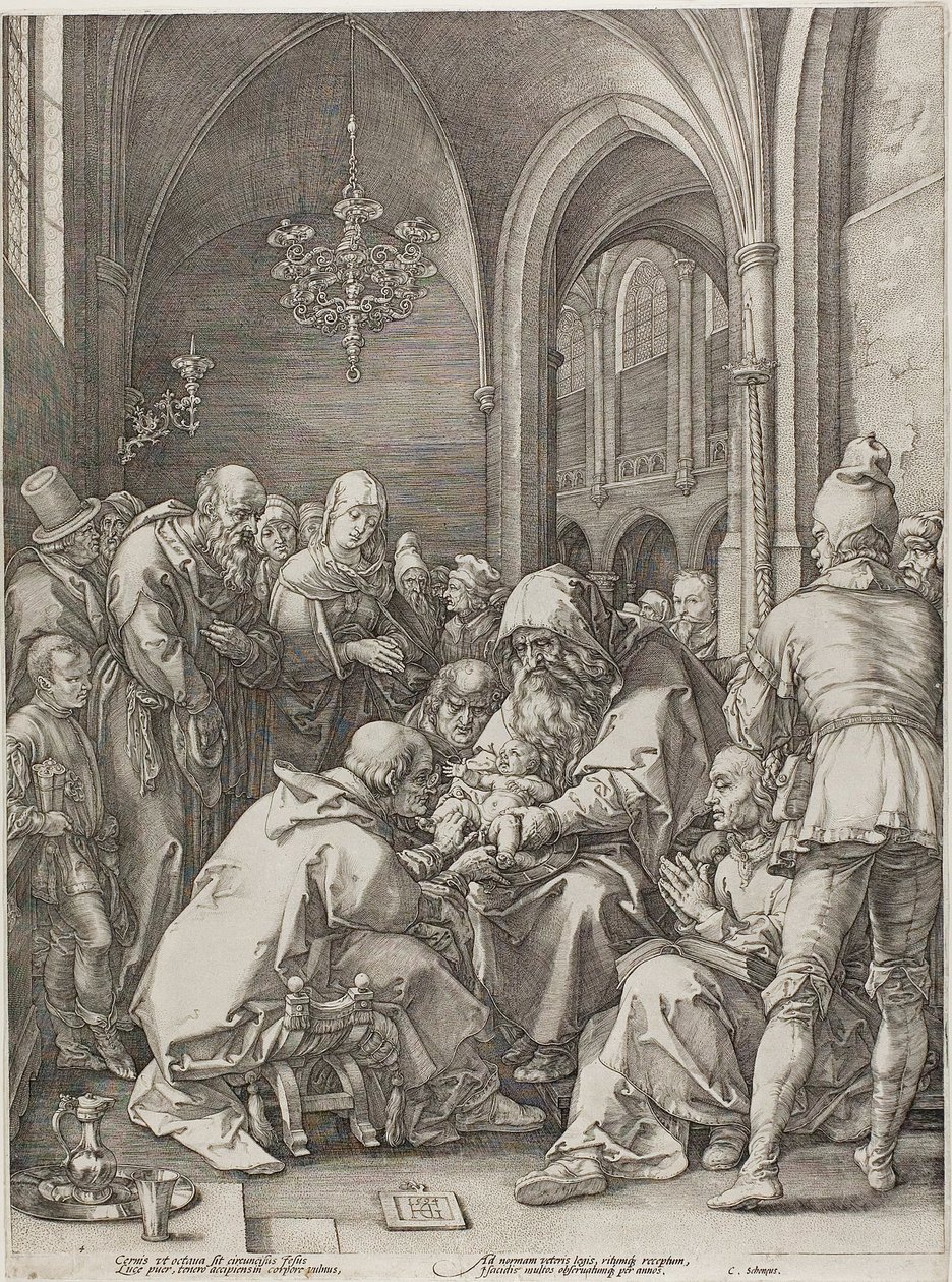 Die Beschneidung, Platte vier aus Die Geburt und das frühe Leben Christi von Hendrick Goltzius