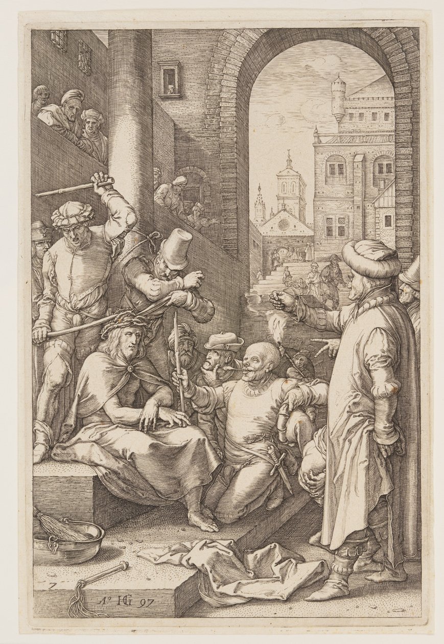 Die Krönung mit Dornen, aus Die Passion von Hendrick Goltzius