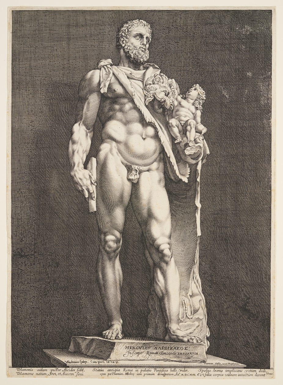 Der Kaiser Commodus als Herkules, aus Drei berühmten antiken Statuen in Rom von Hendrick Goltzius