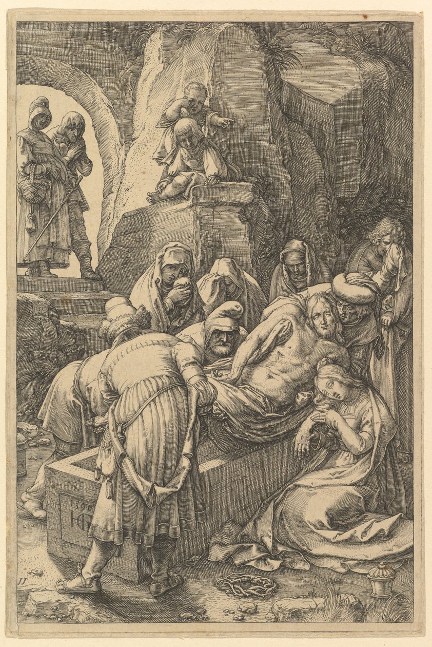 Die Grablegung, aus „Die Passion Christi“ von Hendrick Goltzius