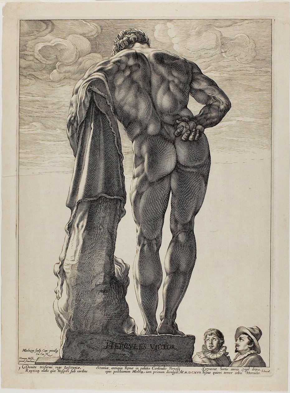 Der Farnesische Herkules, Platte eins aus Drei berühmte antike Skulpturen von Hendrick Goltzius