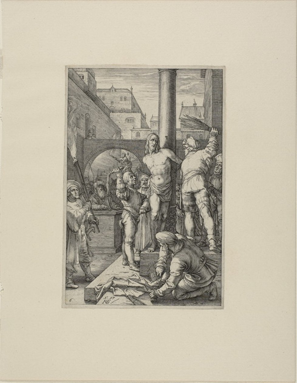 Die Geißelung, Platte sechs aus Die Passion Christi von Hendrick Goltzius