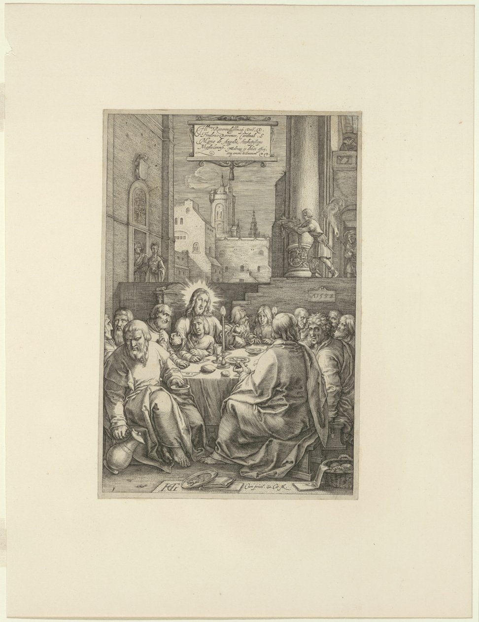 Das letzte Abendmahl, Platte eins aus Die Passion Christi von Hendrick Goltzius