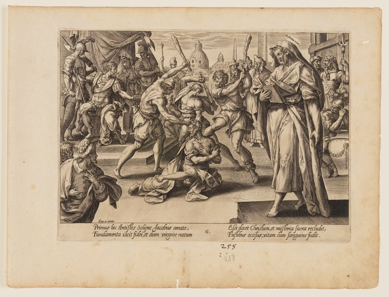 Das Martyrium des Heiligen Jakobus des Jüngeren, aus Das Martyrium Christi und der Apostel von Hendrick Goltzius
