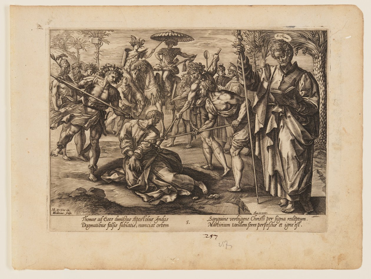 Das Martyrium des Heiligen Thomas, aus Das Martyrium Christi und der Apostel von Hendrick Goltzius