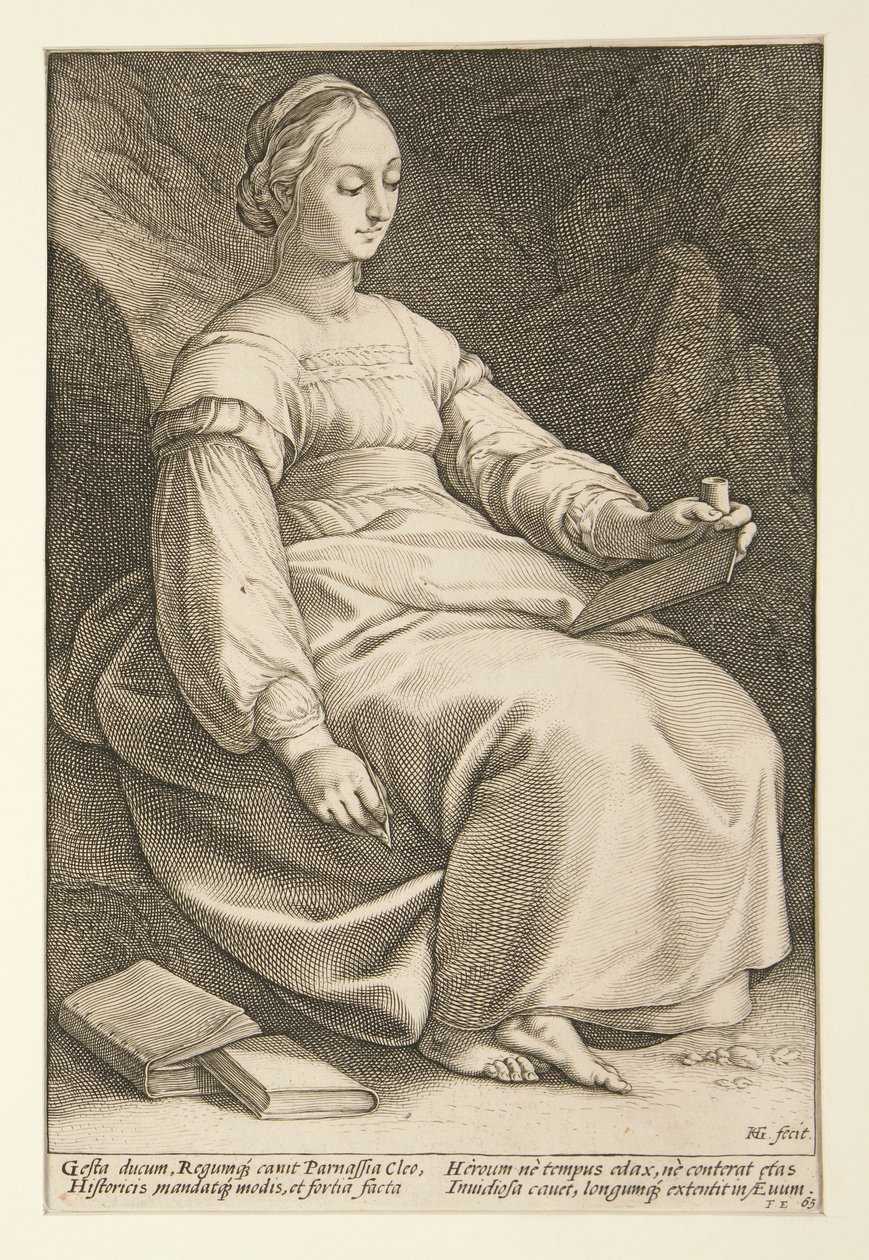 Die neun Musen: Clio, Nr. 4 in einer Serie von 9 von Hendrick Goltzius