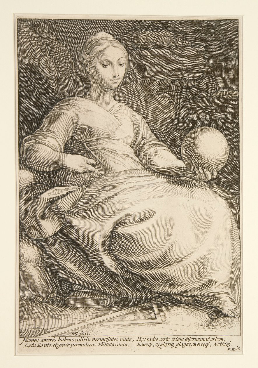 Die neun Musen: Erato, #7 in einer Serie von 9 von Hendrick Goltzius