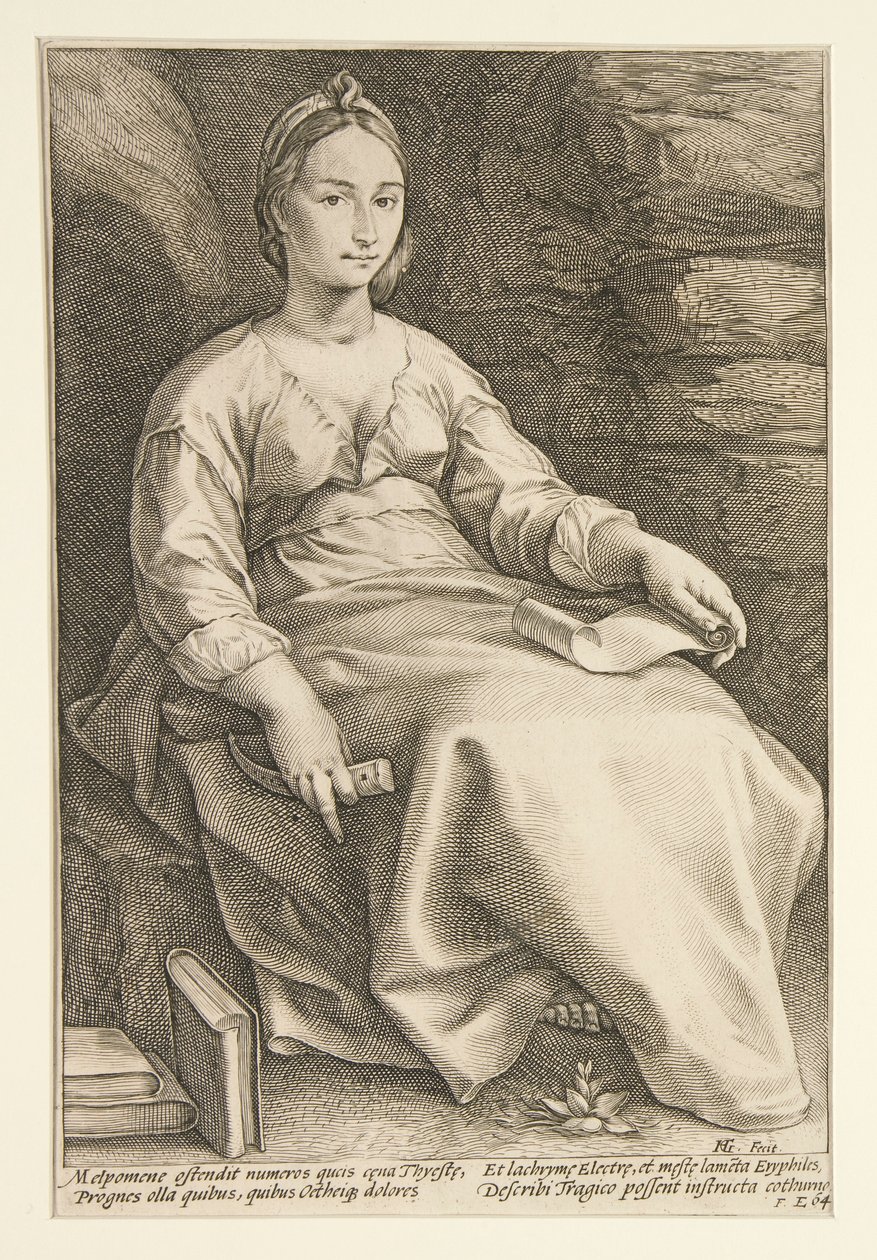 Die neun Musen: Melpomene, Nr. 3 in einer Serie von 9 von Hendrick Goltzius