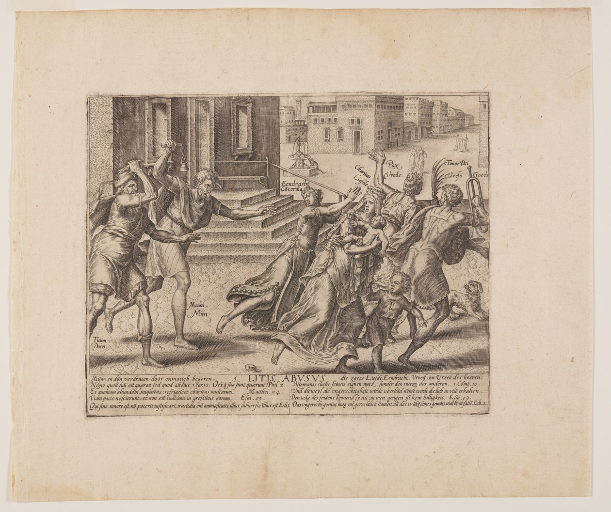 Jedem das Seine, aus Litis Abusus (Die Missbräuche des Gesetzes) von Hendrick Goltzius