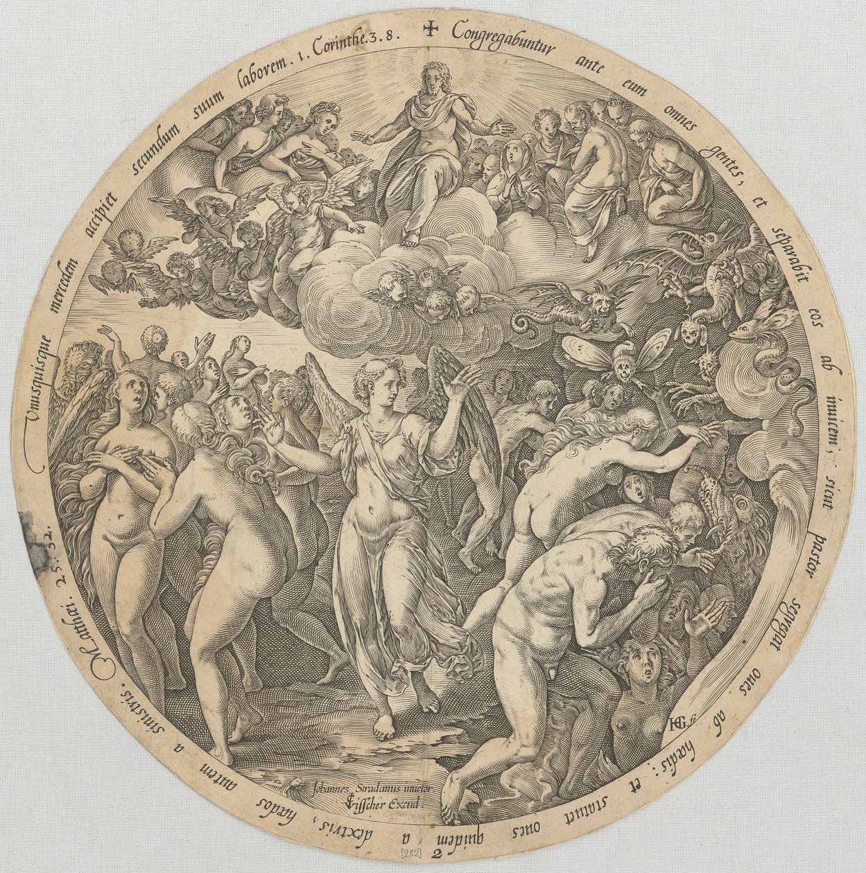 Trennung der Gerechten von den Ungerechten, Blatt 2 der Folge "Die vier letzten Dinge" von Hendrick Goltzius