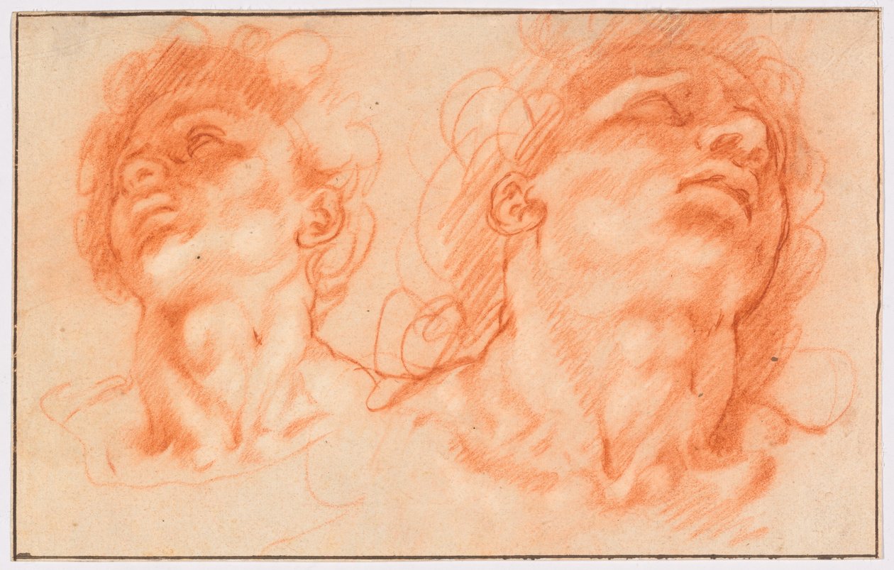 Zwei männliche Köpfe nach der Antike, die Söhne des Laokoon von Hendrick Goltzius