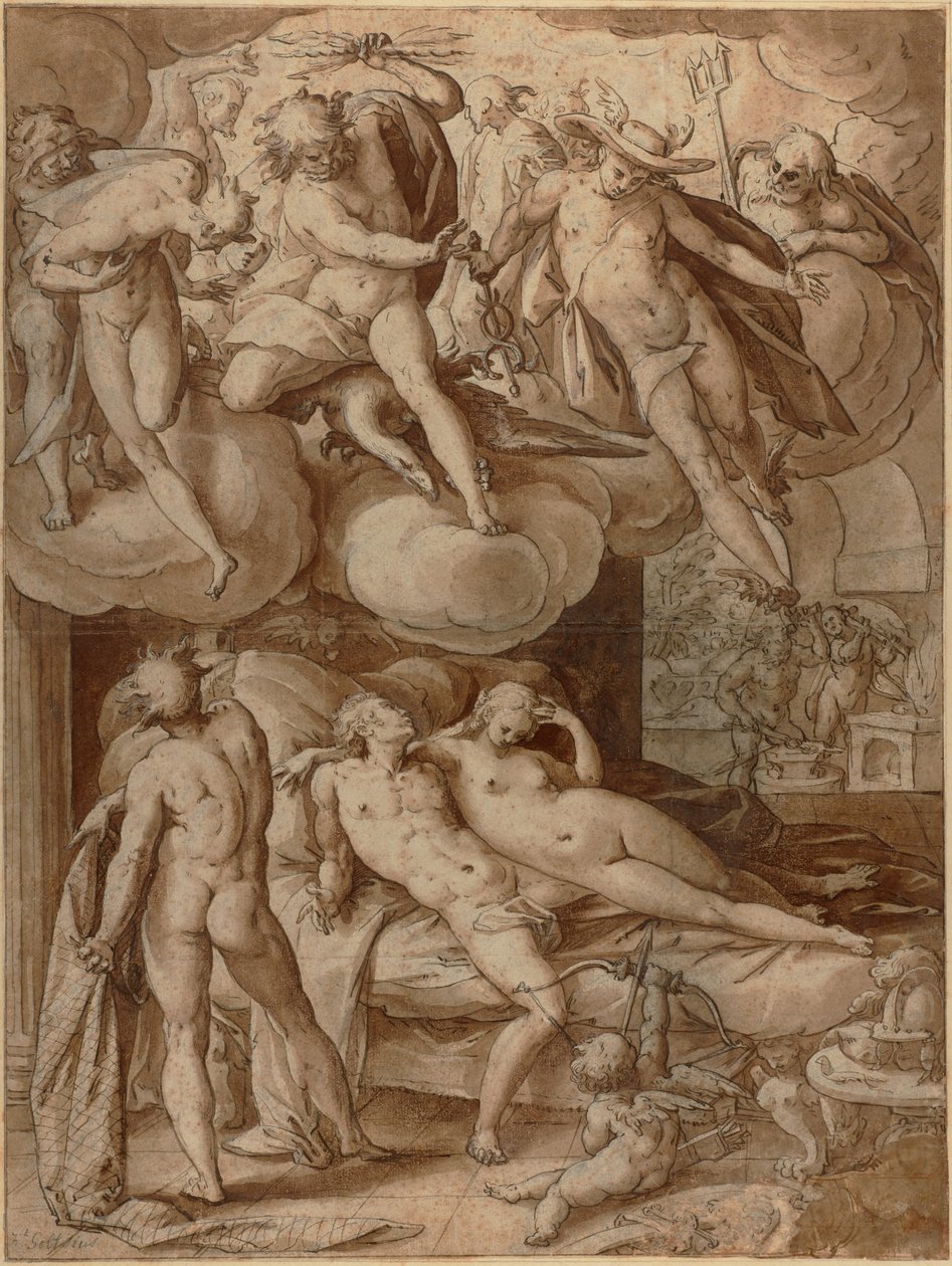 Venus und Mars werden von Vulkan überrascht von Hendrick Goltzius