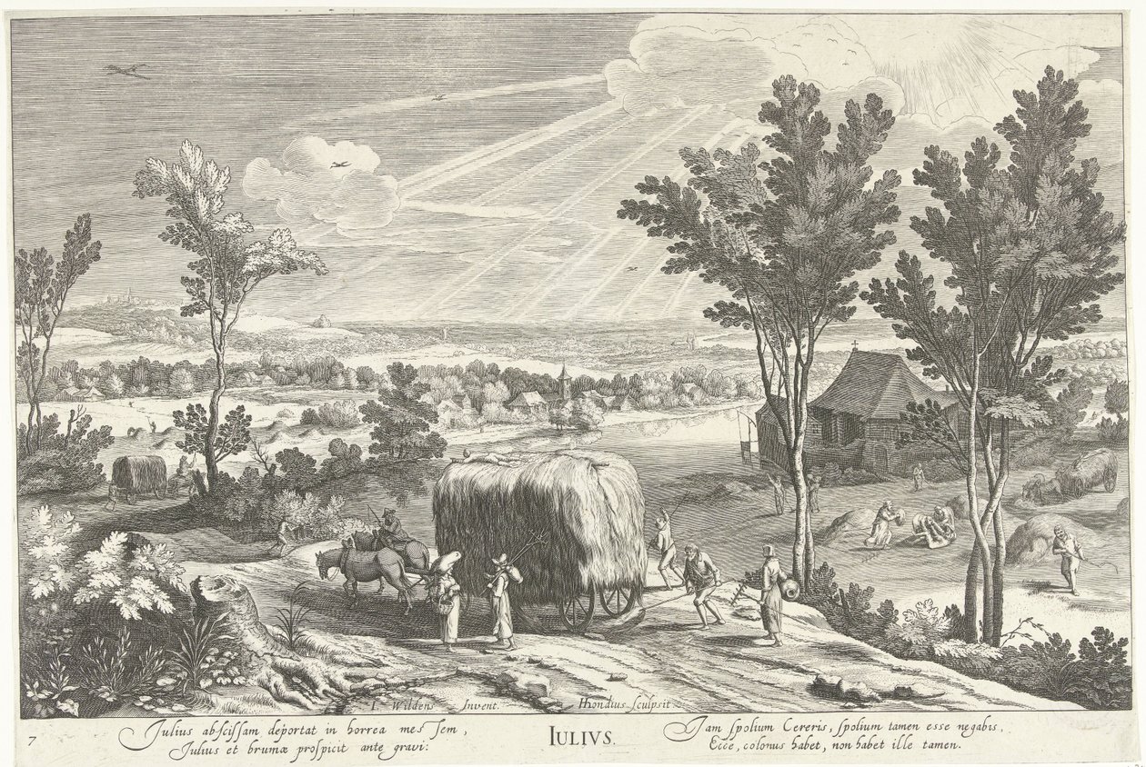 Juli, mit Bauern in einer Landschaft von Hendrick Hondius (I)