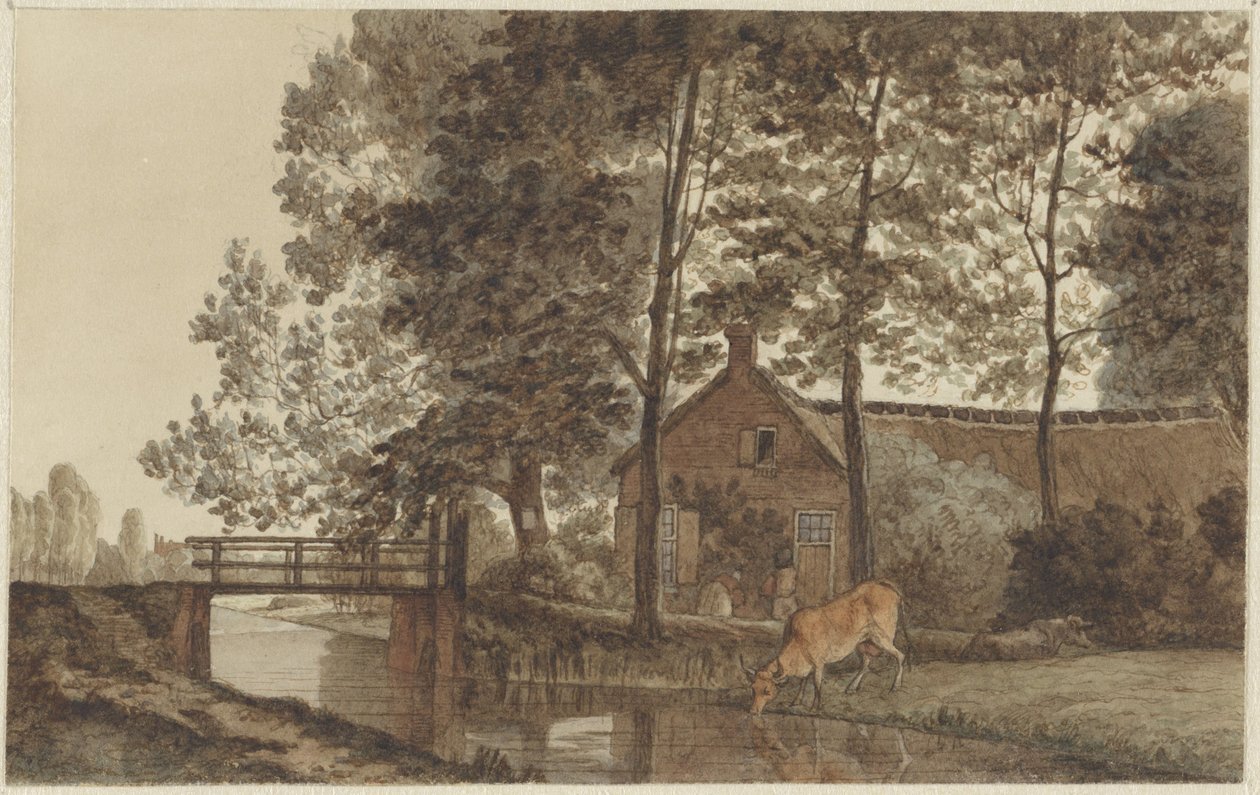 Bauernhof mit trinkender Kuh an der Biltstraat in Utrecht von Hendrik Abraham Klinkhamer