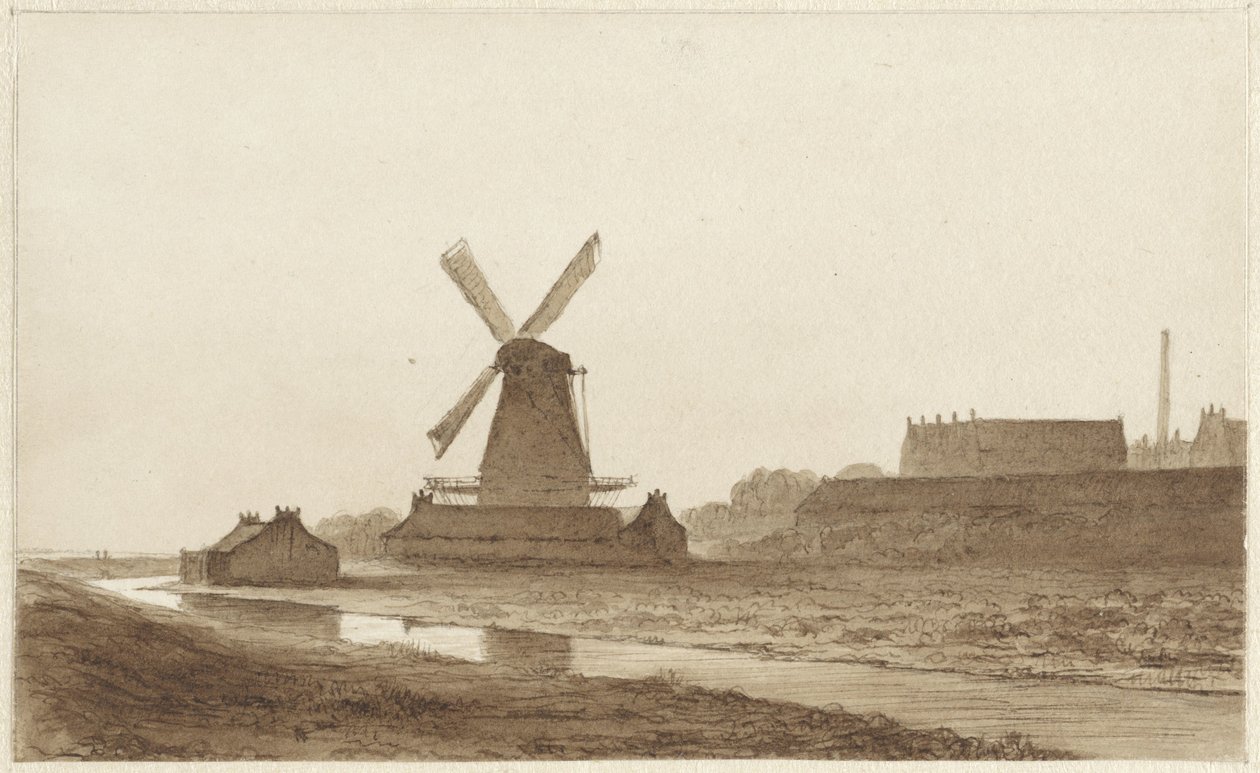 Mühle bei der Bastion Het Blauwhoofd in Amsterdam von Hendrik Abraham Klinkhamer