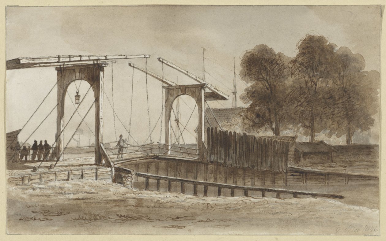 Zugbrücke bei der Bikkerinsel in Amsterdam von Hendrik Abraham Klinkhamer