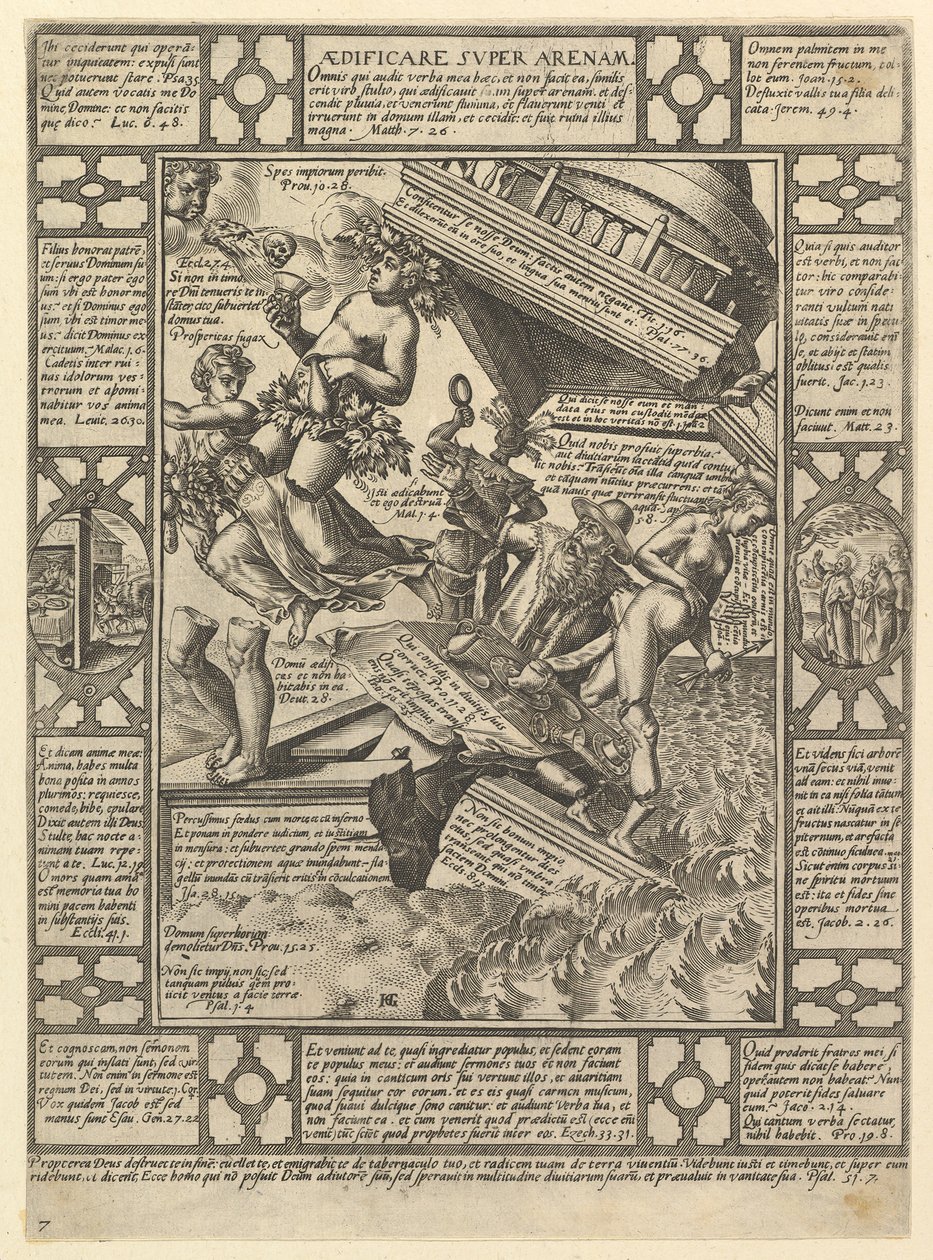 Aedificare Super Arenam, aus Allegorien des christlichen Glaubens, aus Christian und P..., 1575-1617 von Hendrik Goltzius