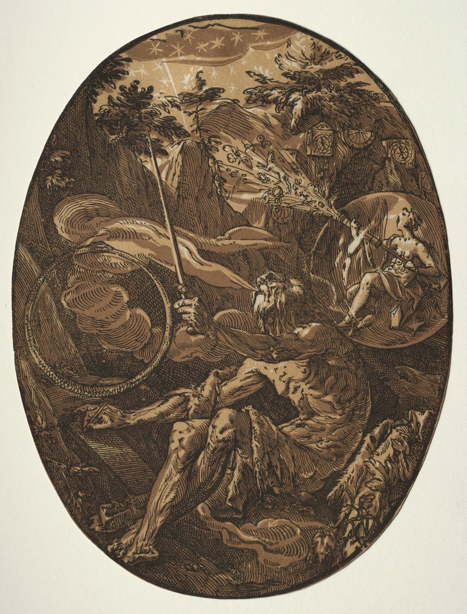 Demogorgon in der Höhle der Ewigkeit, ca. 1588 von Hendrik Goltzius