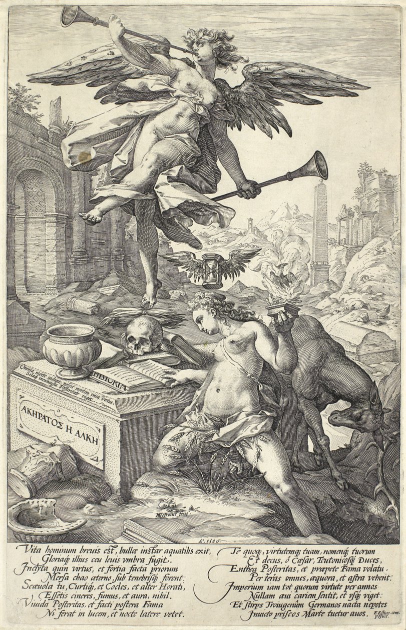 Ruhm und Geschichte, aus Römische Helden, 1586 von Hendrik Goltzius