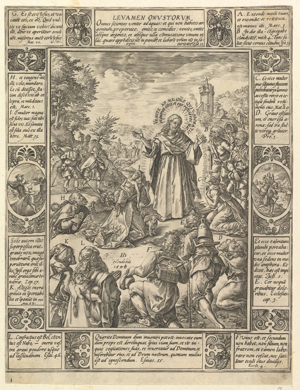 Levamen Onostrorum, aus Allegorien des christlichen Glaubens, aus Christliche und weltliche Allegorien von Hendrik Goltzius