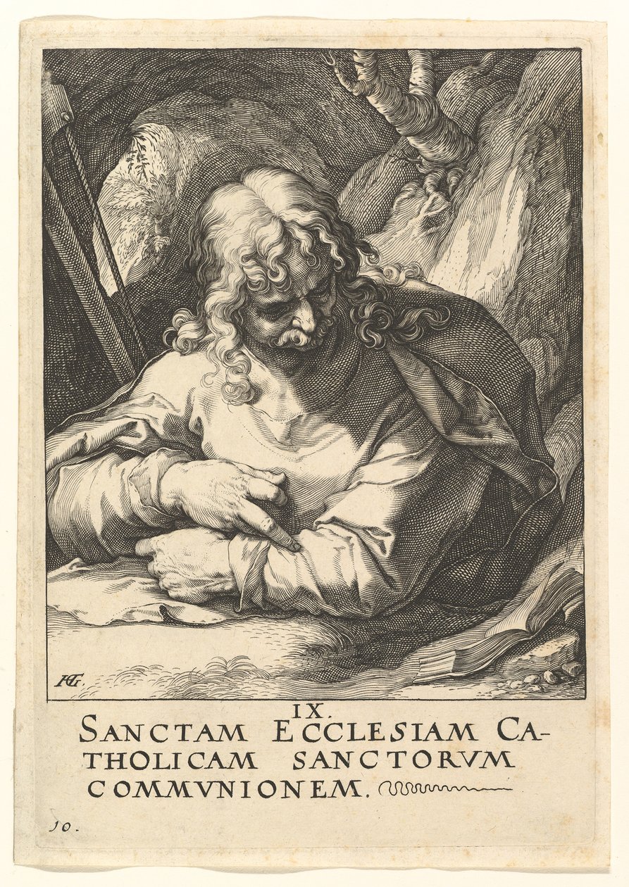 St. Jakobus der Geringere, aus Christus, die Apostel und St. Paulus mit dem Glaubensbekenntnis, ca. 1589 von Hendrik Goltzius