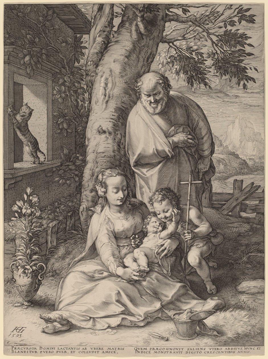 Die Heilige Familie mit dem kleinen Johannes dem Täufer von Hendrik Goltzius