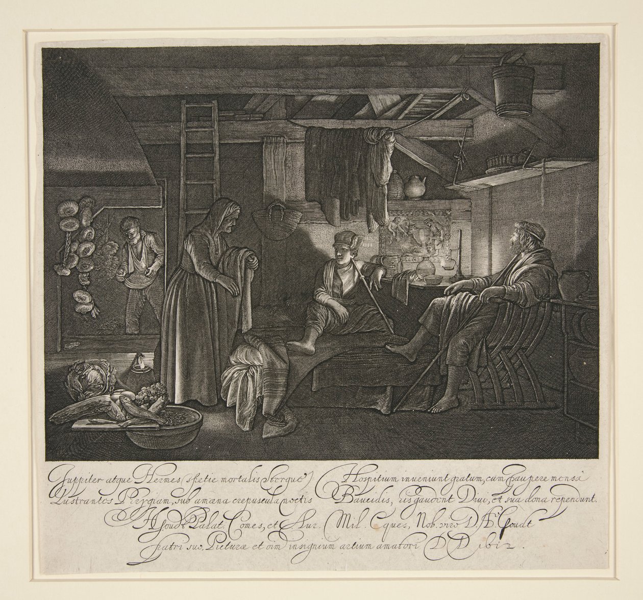 Jupiter und Merkur im Haus von Philemon und Baucis von Hendrik Goudt