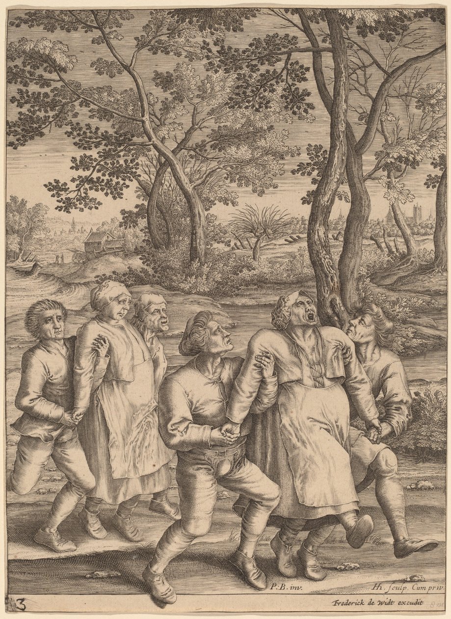 Epileptiker, die nach rechts gehen von Hendrik Hondius I after Pieter Bruegel the Elder