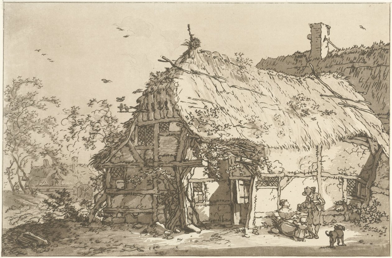 Bauernhof mit einer Familie auf dem Hof von Hendrik Meijer