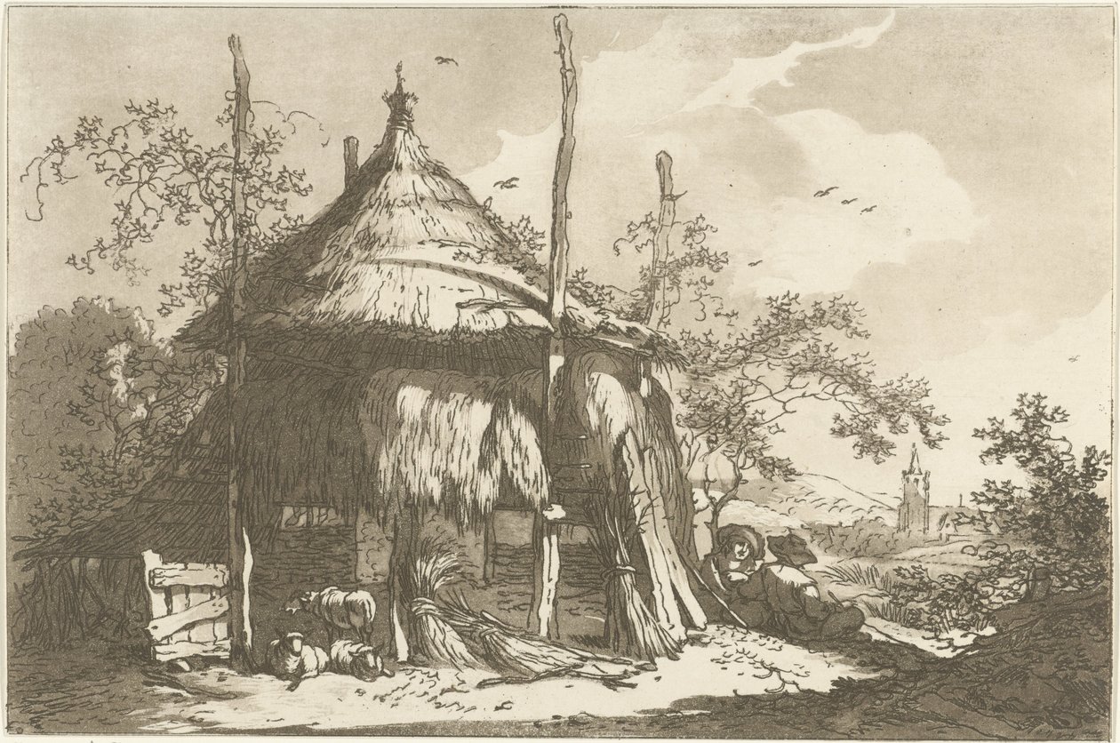 Hirten bei einem Heuhaufen von Hendrik Meijer