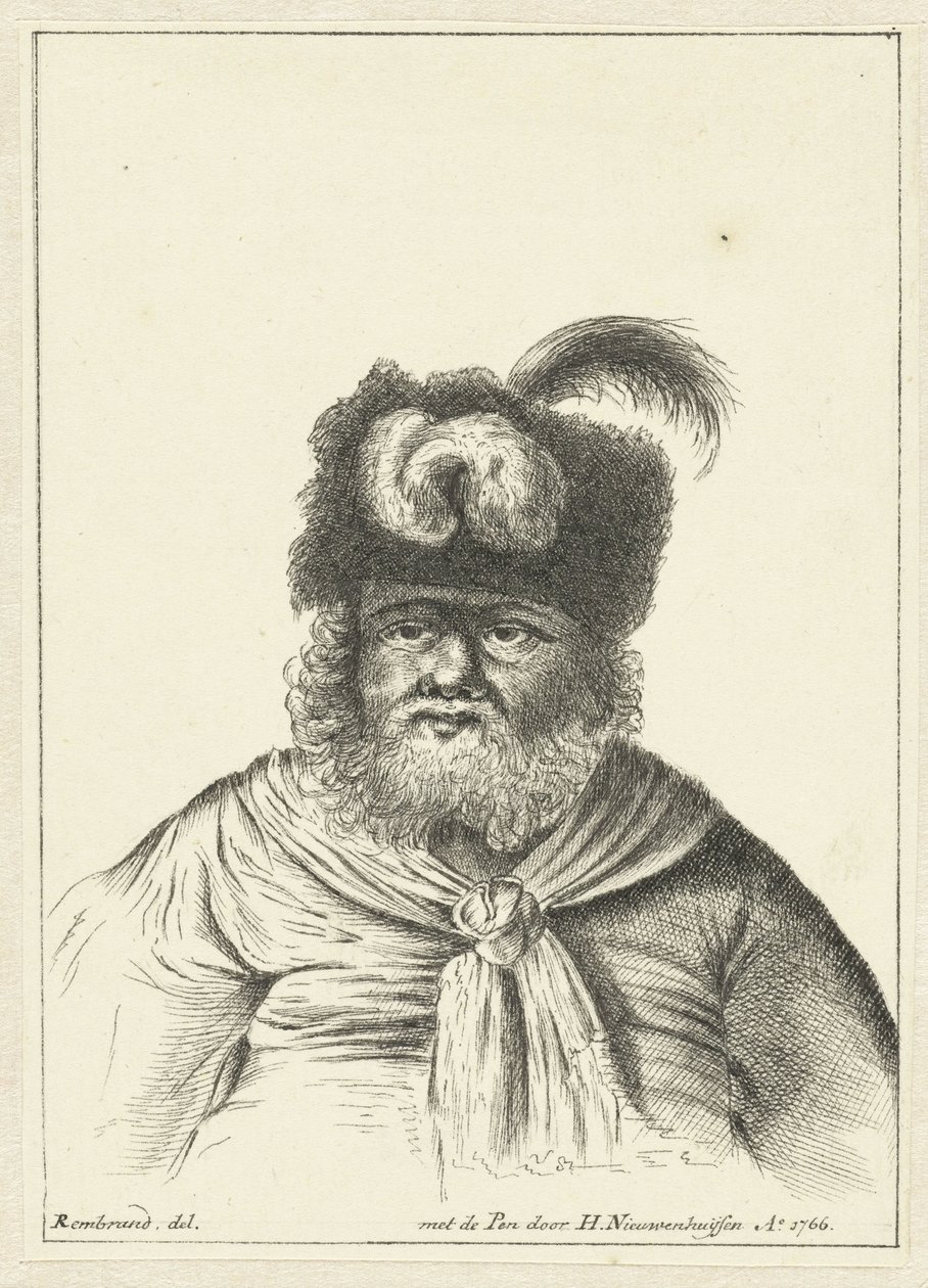 Sitzender Mann mit Pelzmütze von Hendrik Nieuwenhuysen